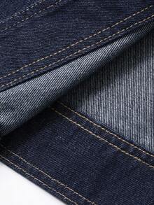 Livesso Váy denim thắt eo tay dài có cổ dành cho nữ - Màu xanh lam - Xem 6