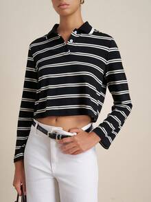 Airaco Women's Casual Commuter Striped Long Sleeve Top, Spring/Autumn Fall Cloth For Women - Black - View 7