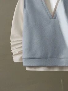 SHEIN 青少年男孩服装：3 件套，包括超大 T 恤、运动裤和长袖 T 恤，适合通勤、上学、休闲、旅行、运动、秋冬 - 淺灰色 - 查看 5