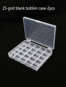 SHEIN 1PC 25-Slot Bobbin Storage Box - Clear Plastic Organizer For Sewing Machine Accessories & Craft Supplies - White - View 13