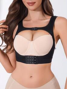 SHEIN Sujetador deportivo con absorción de impactos y efecto moldeador sin costuras - Negro - Ver 4