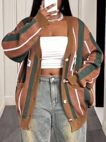 Slaydiva 2025 New Autumn/Winter Casual Versatile Fashionable Loose Cardigan Long Sleeve Sweater Top Jacket - Multicolor - View 7