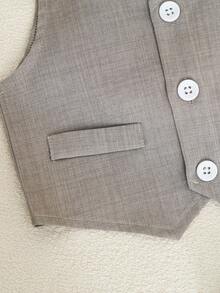 SHEIN 2pcs Gentleman Suit Includes Woven Vest And Trousers,Without Shirts And Accessories,Suitable For Birthday Party, Wedding, Stage Performance , Baby Boy ClothesBaby's First Mother's Day Outfit//Family Matching Outfits/Mommy And Me Outfits Fall Winter