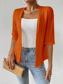 EMERY ROSE Women Solid Color Casual Vacation Regular Cardigan, Summer Loose Knit Outwear