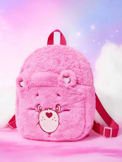 SHEIN X Care Bears 1个迷你可爱卡通毛绒背包，可调节肩带，适合青少年、女孩，四季皆宜，秋冬季爱心熊、彩虹熊、友谊图案