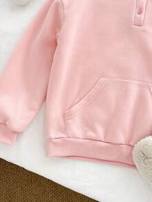 Genkimix Kids 1 件女童针织运动衫，白色蝴蝶结印花，半拉链开合，麻灰色 - 淺灰色 - 查看 4