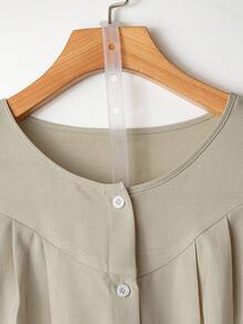 Linhara Plus Size Women's Fashion Casual Elegant Round Neck Loose Flattering Long Sleeve Shirt, Autumn Fall Cloth For Women