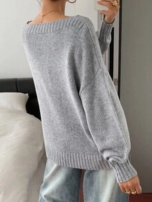 DAZY 新款宽松不对称领口毛衣韩版秋季