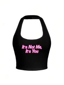 Y2Kool Pretty Bratty Artist 女士休闲紧身露背上衣，适合夏季，不是我，是你，假日，度假，海滩，外出，节日，伊比沙岛风格，适合外出的西部装，秋季派对上衣