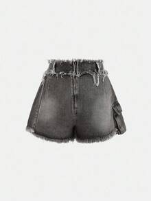 SHEIN Girlism Teen Girl Y2K Vintage Retro Washed Low Rised Denim Pleated Baggy Denim Skort , Summer Boho Western Concert Rave Graduation