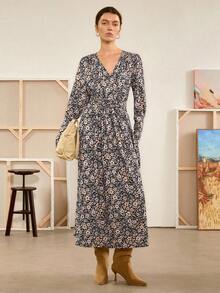 Florisole Váy nữ thắt eo họa tiết hoa Bohemian mùa thu - Nhiều màu - Xem 3