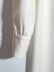 SHEIN Franclia 女士白色优雅修身V领长袖连体裤，适合通勤、秋冬夏季假期阳光之旅，营造度假氛围，全白服装，适合大学秋季穿着。 - 白色 - 查看 5