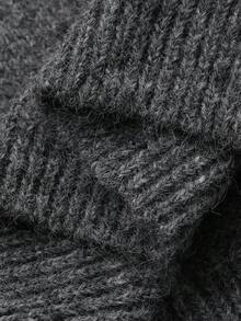 DAZY 柔软舒适的女士高领灰色毛衣，复古风格冬秋打底衫 - 灰色 - 查看 8