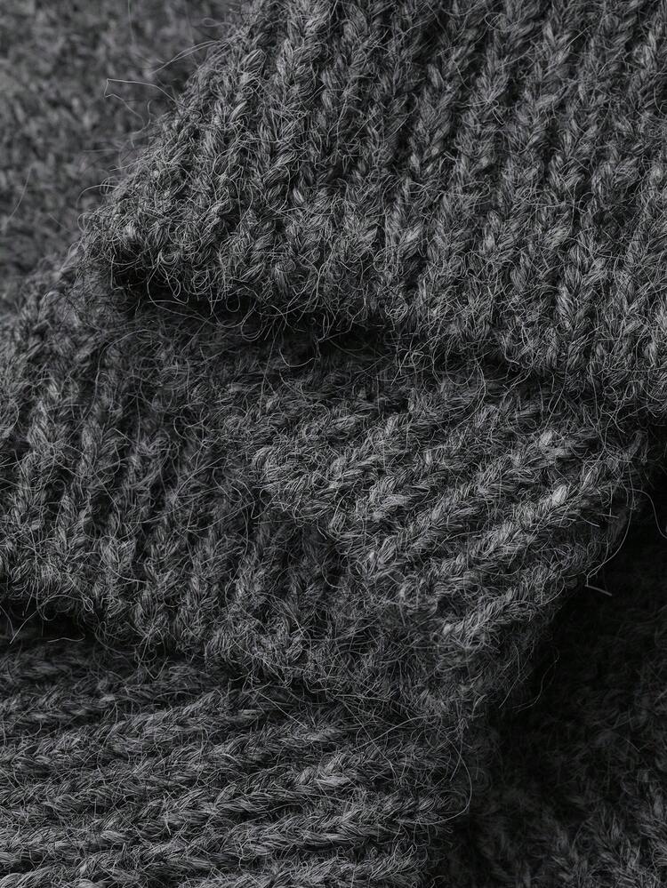 Soft & Cozy High Neck Grey Sweater For Women, Vintage Style Base Layer For Winter Fall