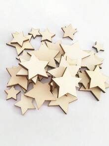 100pcs Wooden Star Shaped Hollow-Out Blanks For Wedding Diy Crafts, Assorted Sizes