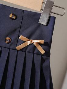 Sparklyn 女孩优雅法式时尚甜美可爱蝴蝶结休闲运动通勤百搭褶皱 A 字迷你裙，适合返校、度假、旅行、四季