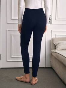 Louniche 女士休闲优雅长裤，适合日常穿着 - 藏蓝色 - 查看 2