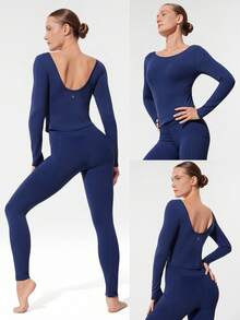 GLOWMODE Modal Ribbed Off-Shoulder Long Sleeve Low Impact Tee Daily Lounge Fall Winter