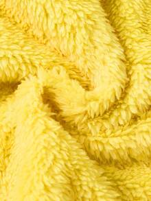 SpongeBob SquarePants | SHEIN Tween Girl Cartoon Embroidered Crew Neck Long Sleeve Top And Coral Fleece Pants Pajama Set, Suitable For Autumn/Winter Fall - Yellow - View 4