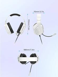 JMMO GX10 极具吸引力的有线包耳式游戏耳机，适用于台式机、笔记本电脑、游戏手柄，畅销产品 - 白色 - 查看 6