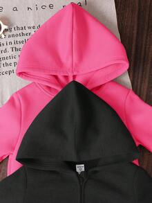 SHEIN 最便宜的年轻女孩买 1 送 1 2 件/套年轻女孩纯色连帽宽松休闲运动衫运动衫，度假风格，休闲学院风，适合秋冬季，非常适合休闲和日常穿着和学校，圣诞节，女孩冬装，圣诞服装，派对服装，日常穿着学校日常，生日服装，公主服装，妈妈和女儿和姐妹搭配，温暖，柔软，舒适，天鹅绒 - 黑色 - 查看 6