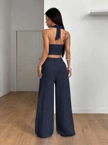 StreetHx Women's Streetwear Solid Color Vest And Pants 2 Pieces Set, Summer