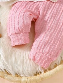 SHEIN Áo dài tay thêu màu trắng cho bé gái sơ sinh mùa thu kết hợp với quần hồng 2 món giản dị, đơn giản, thời trang và đa năng - Nhiều màu - Xem 5