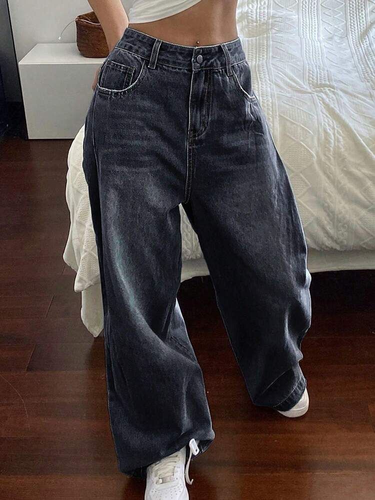 Women Distressed Wide Leg Jeans,Baggy Jeans,Back To School Clothes