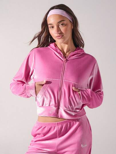 Menodora SHEIN Sport Women's Solid Color Hooded Zip-Up Casual Long Sleeve Jacket In Fall/Winter