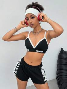 Coolane 女士夏季运动装酒吧上衣和毛衣短裤外出运动套装 - 黑色 - 查看 3