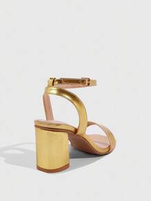CUCCOO SZL Women Fashion Strap Faux Pearl Decor White High Heel Sandals, Suitable For Outdoor Events, Banquets, Parties And More, Gold Color - Gold - View 3
