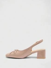 CUCCOO BIZCHIC Women's Fashion Apricot Backstrap Classic Low Chunky Heel Slip-On Pumps, Versatile For Daily, Commute And Work Wear For Christmas Spring Shoes - Dusty Pink - View 9