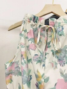 INAWLY Women's Floral Print Ruffle Hem Sleeveless Blouse, Vacation Wear - Multicolor - View 4