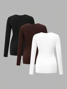 Modmama 3件套孕妇休闲圆领长袖修身孕妇T恤