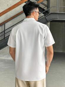 Manfinity VCAY Men's Summer Casual Versatile Embroidered Detail Shirt - Multicolor - View 4