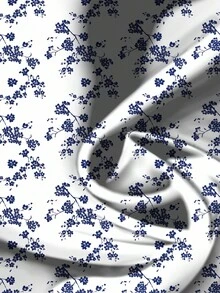 SHEIN LUNE 女士休闲蓝白印花衬衫，适合夏季 - 藍白色 - 查看 4