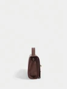 SHECARRY 女士时尚通勤长方形手提包 - 咖啡棕 - 查看 6