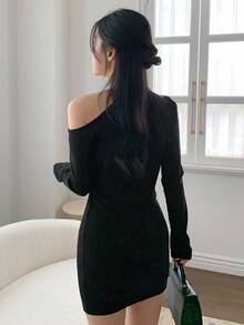 DAZY Women's Tie-Up Bodycon Mini Dress