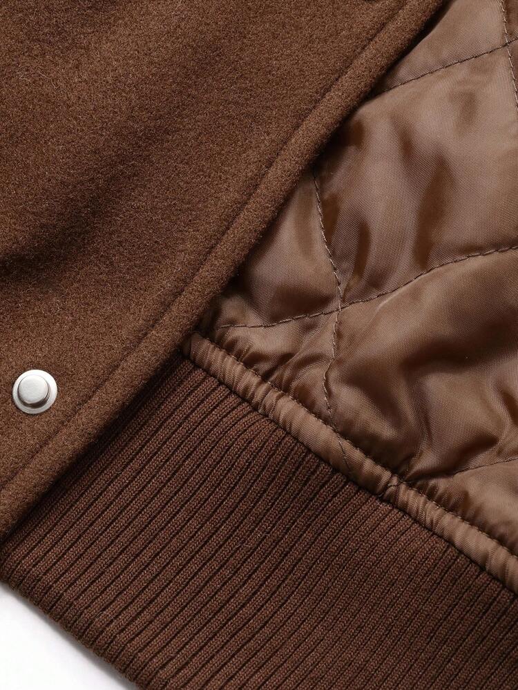 Multi-Color Patchwork Contrast Letter Embroidered Men's Jacket And Coat, Autumn