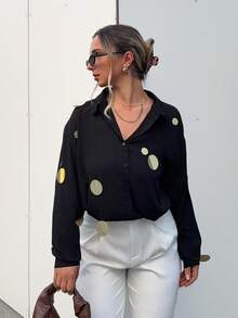 Jeta Ari Handmade Silver Sequin Decorated Versatile Chiffon Blouse, Spring Outfits For Women