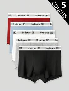 5pcs/Pack Men's Comfortable Stretchy Boxer Briefs - Multicolor - View 1