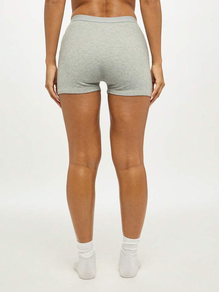 SUMWON WOMEN Ribbed High Rise Shorts With Branded Waistband