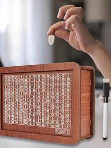 1 个木制硬币存钱罐，浅棕色，带计数器，桌面装饰，家庭储蓄盒最佳礼物