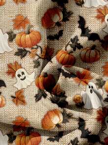 EMERY ROSE بلوزة قصيرة الأكمام بياقة على شكل حرف V وكشكشة في الذيل، بطبعات أشباح وقرع الهالوين، مناسبة للحفلات والأعياد والأزياء الصيفية العادية - متعدد الألوان - مشاهدة 5