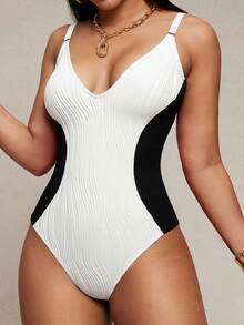 Shapewave 女士夏季沙滩V领收腹连体泳衣 - 黑色 - 查看 4
