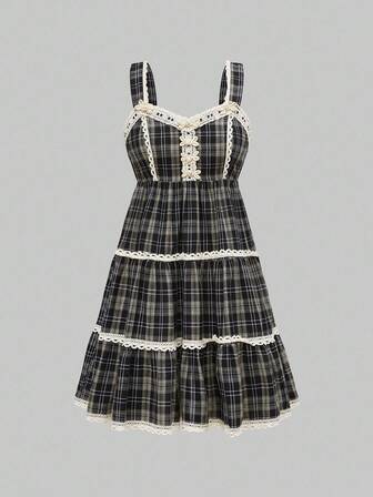 ROMWE Avant Abito mini casual di moda da donna con bordo in pizzo nello stile Y2K