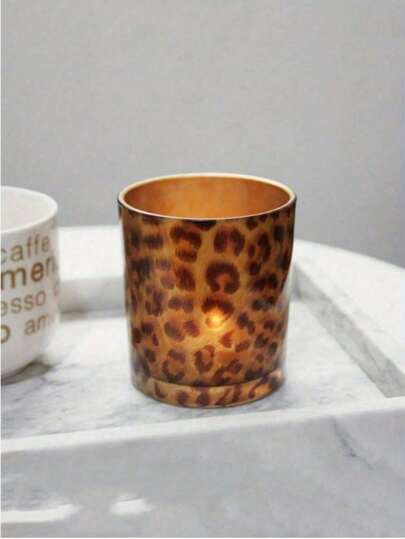 Zazumi 豹纹杯形玻璃烛台，金色猫头鹰黑色玻璃烛台，浪漫酒吧装饰和装饰 DIY 香薰空杯，适用于所有浪漫氛围场所，如浴室、卧室、晚宴等万圣节、幽灵、秋季、节日、假日、冬季、节日、节日、礼物生日毕业、装饰、拉玛桌装饰、生日礼物、派对使用