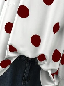 Linhara Elegant Commute & Vacation Style Women's Casual Versatile Comfortable Fabric Round Neck Long Sleeve Regular Design Black & White Plus Size Blouse, Spring/Summer/Autumn