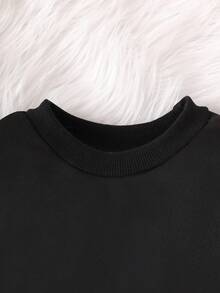 SHEIN Playful Pals Bộ 2 quần dài in khẩu hiệu tiếng Anh thường ngày cho bé trai, mùa xuân và mùa thu - màu đen - Xem 3