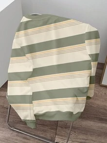 Manfinity Joysei Sweat-shirt-shirt décontracté à rayures pour hommes grande taille avec motif chat mignon, polyvalent, convient pour l'automne/l'hiver, excellent cadeau pour les amis, Top à manches longues - Multicolore - Voir 2